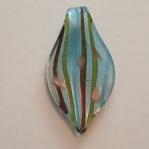 #1129. Solid Art Glass Turquoise And  Gold Pendant